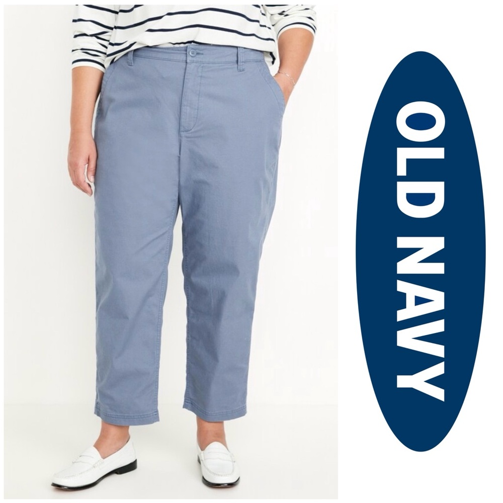 Old Navy High Waisted OGC Chino Tapered Straight Pants Blue NWT Office Canvas 4X